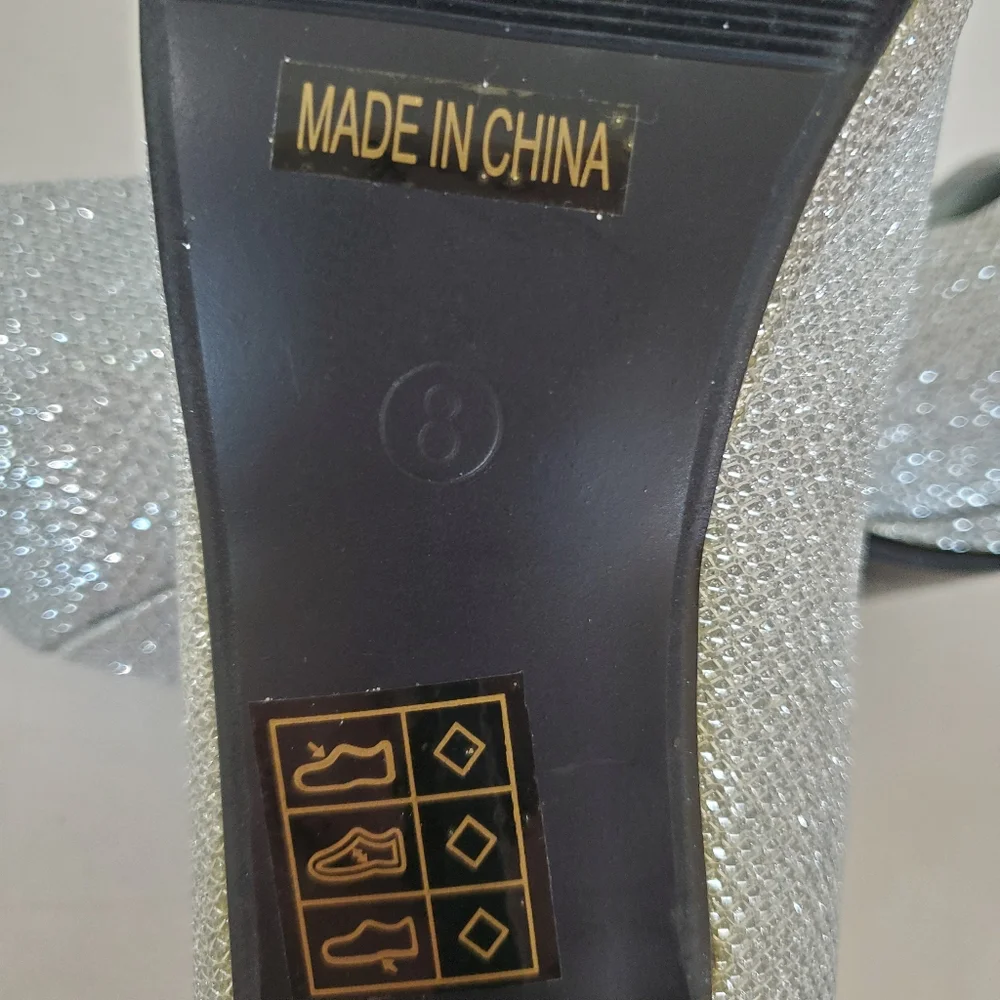 Sparkly Silver 8 Slip On Pump Michaelangelo 3.5" Heel David's Bridal AROBIN23 - Picture 13 of 16